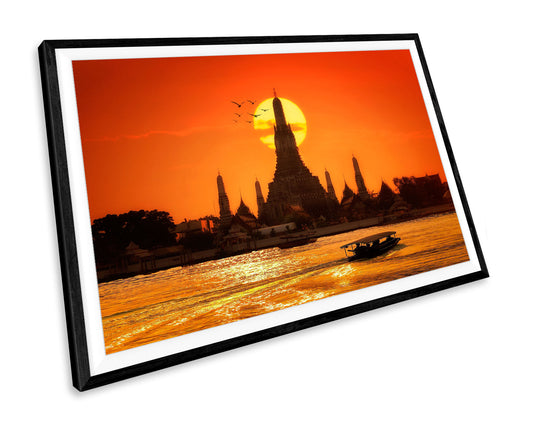 Thailand Temple Orange Sunset Landmark WALL ART PRINT Poster Picture Wall Hanging