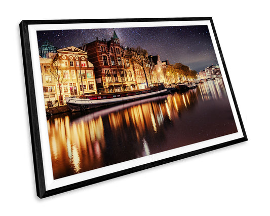 Amsterdam City Nightlights WALL ART PRINT Poster Picture Wall Hanging