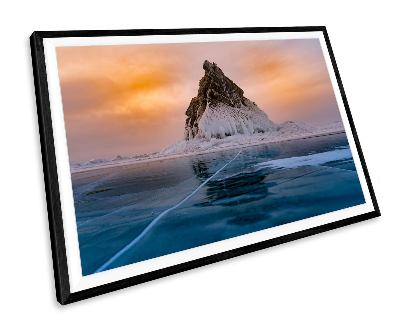 Sunset Frozen Lake Mountain WALL ART PRINT Poster Picture Wall Hanging