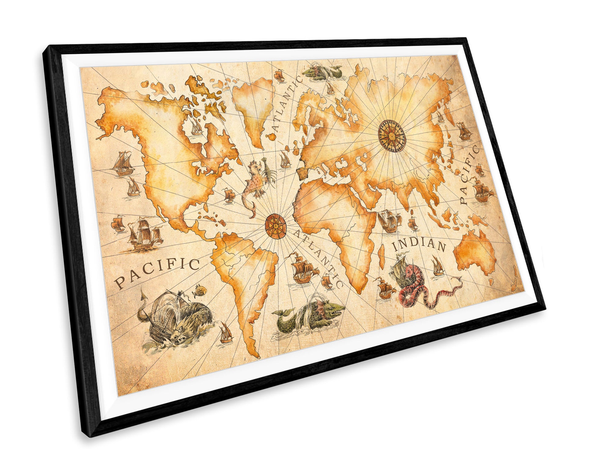 Vintage Style World Map Atlas WALL ART PRINT Poster Picture Wall Hanging