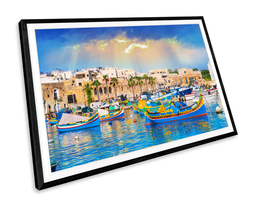 Marsaxlokk Harbor Malta Sunset WALL ART PRINT Poster Picture Wall Hanging