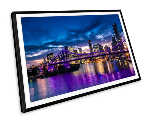 Brisbane Skyline At Night WALL ART PRINT Poster Picture Wall Hanging