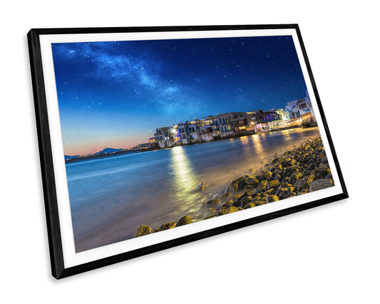 Mykonos Greece Night Sky Seascape WALL ART PRINT Poster Picture Wall Hanging