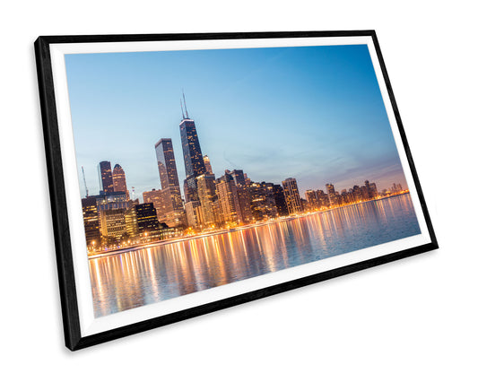 Chicago Illinois Skyline Sunset WALL ART PRINT Poster Picture Wall Hanging