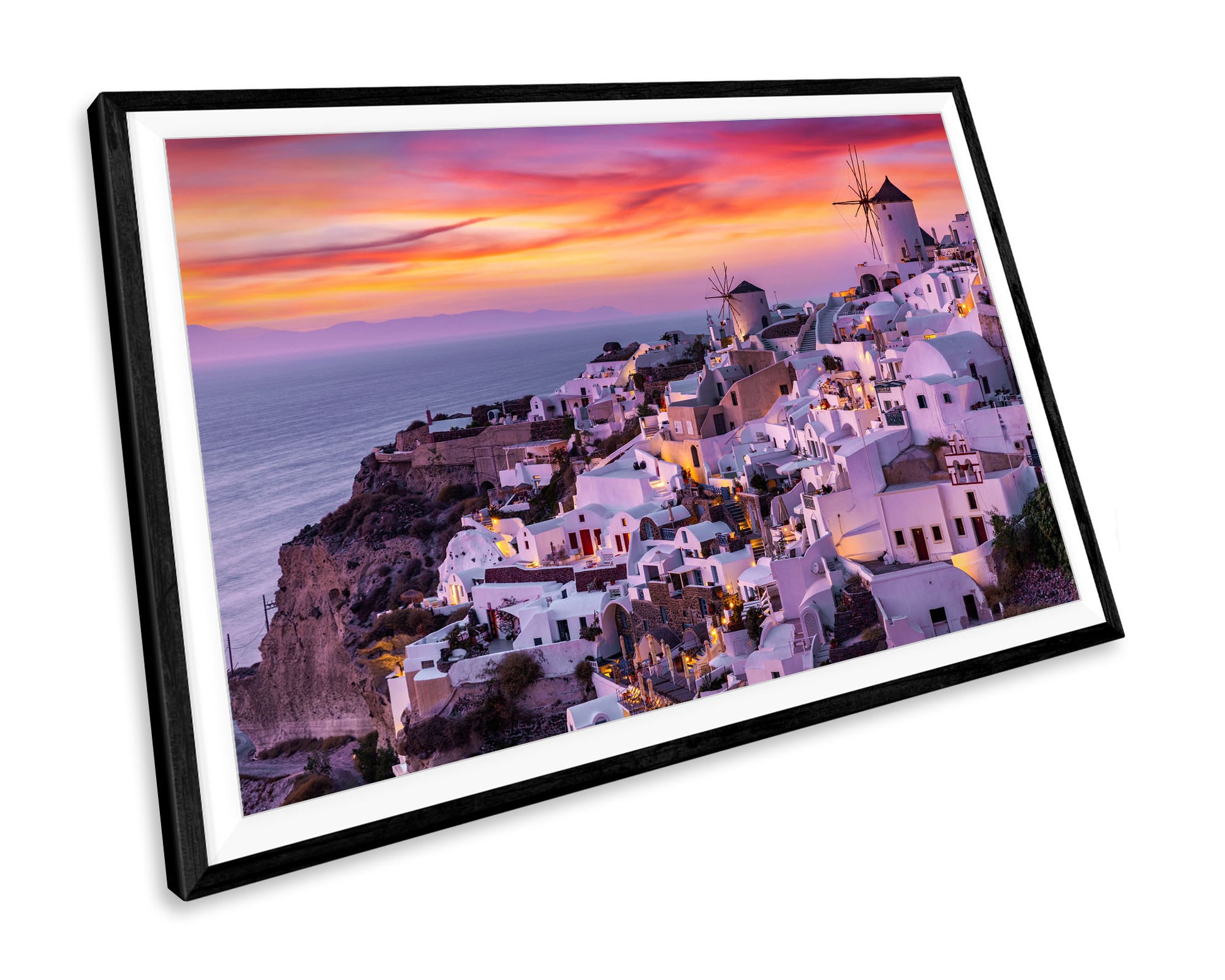 Pink Sunset Santorini Greece WALL ART PRINT Poster Picture Wall Hanging