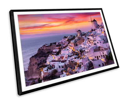 Pink Sunset Santorini Greece WALL ART PRINT Poster Picture Wall Hanging