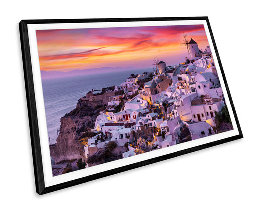 Pink Sunset Santorini Greece WALL ART PRINT Poster Picture Wall Hanging