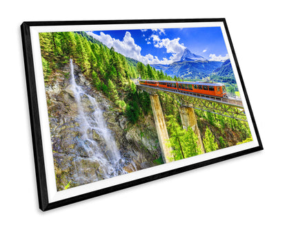 Matterhorn Switzerland Train Waterfall Landscape WALL ART PRINT Poster Picture Wall Hanging