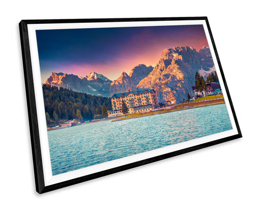 Dolomites Lake Mountains Italy Sunrise WALL ART PRINT Poster Picture Wall Hanging