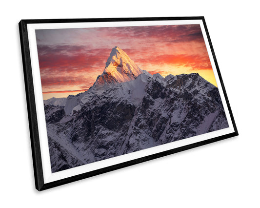 Himalayas Nepal Red Sunrise Mountain WALL ART PRINT Poster Picture Wall Hanging