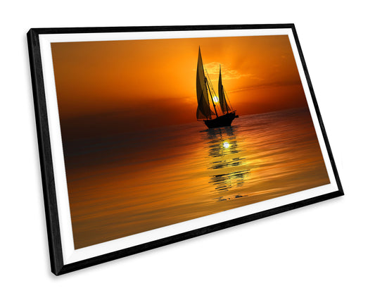 Sailing Boat Sunset Seascape WALL ART PRINT Poster Picture Wall Hanging