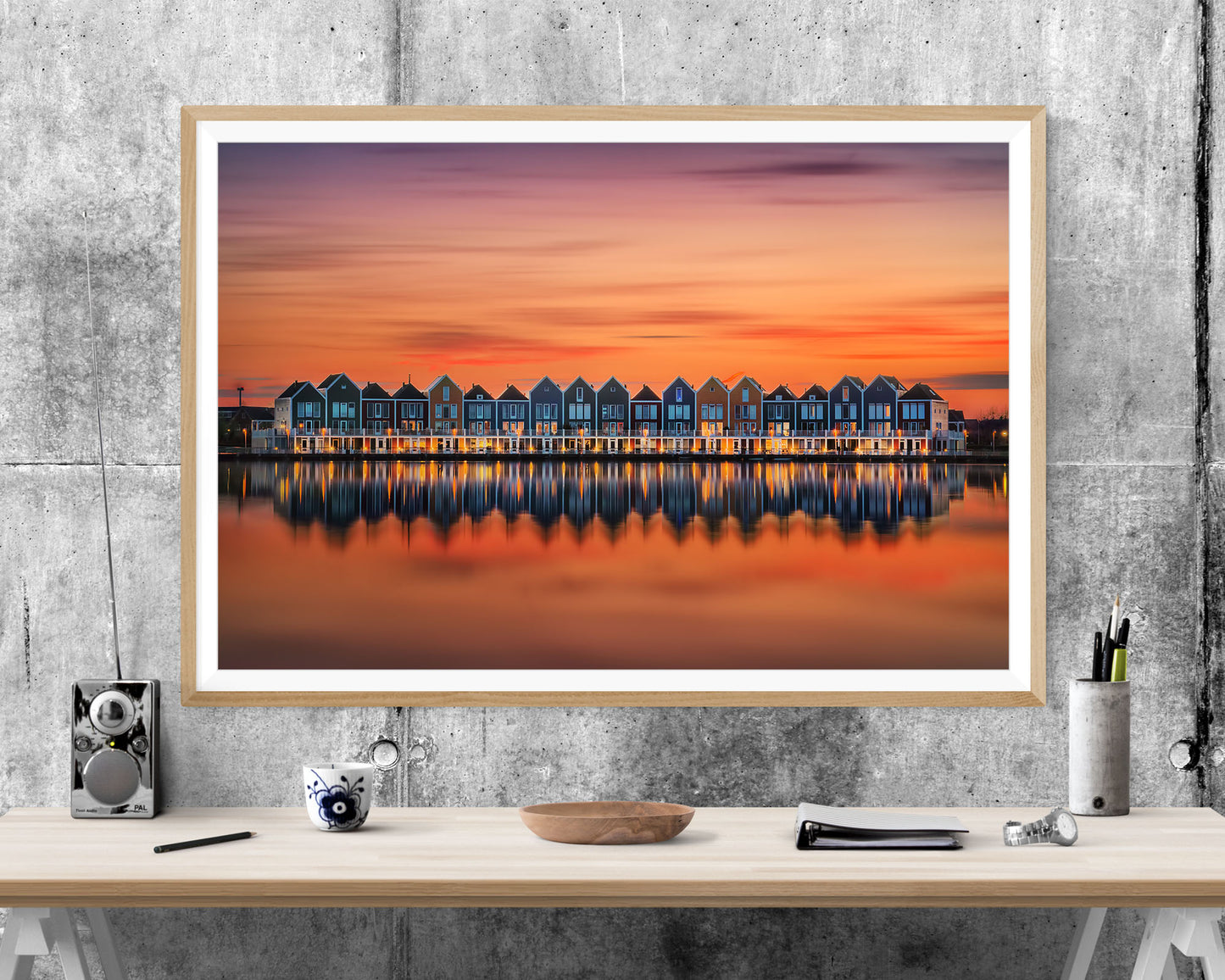 Colourful Houses Netherlands Sunset WALL ART PRINT Poster Picture Wall Hanging