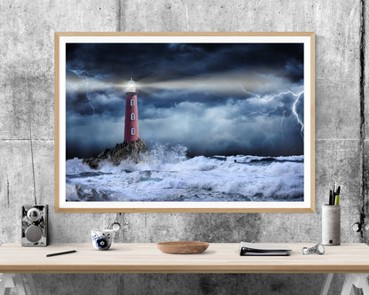 Lighthouse Seascape Bathroom WALL ART PRINT Poster Picture Wall Hanging