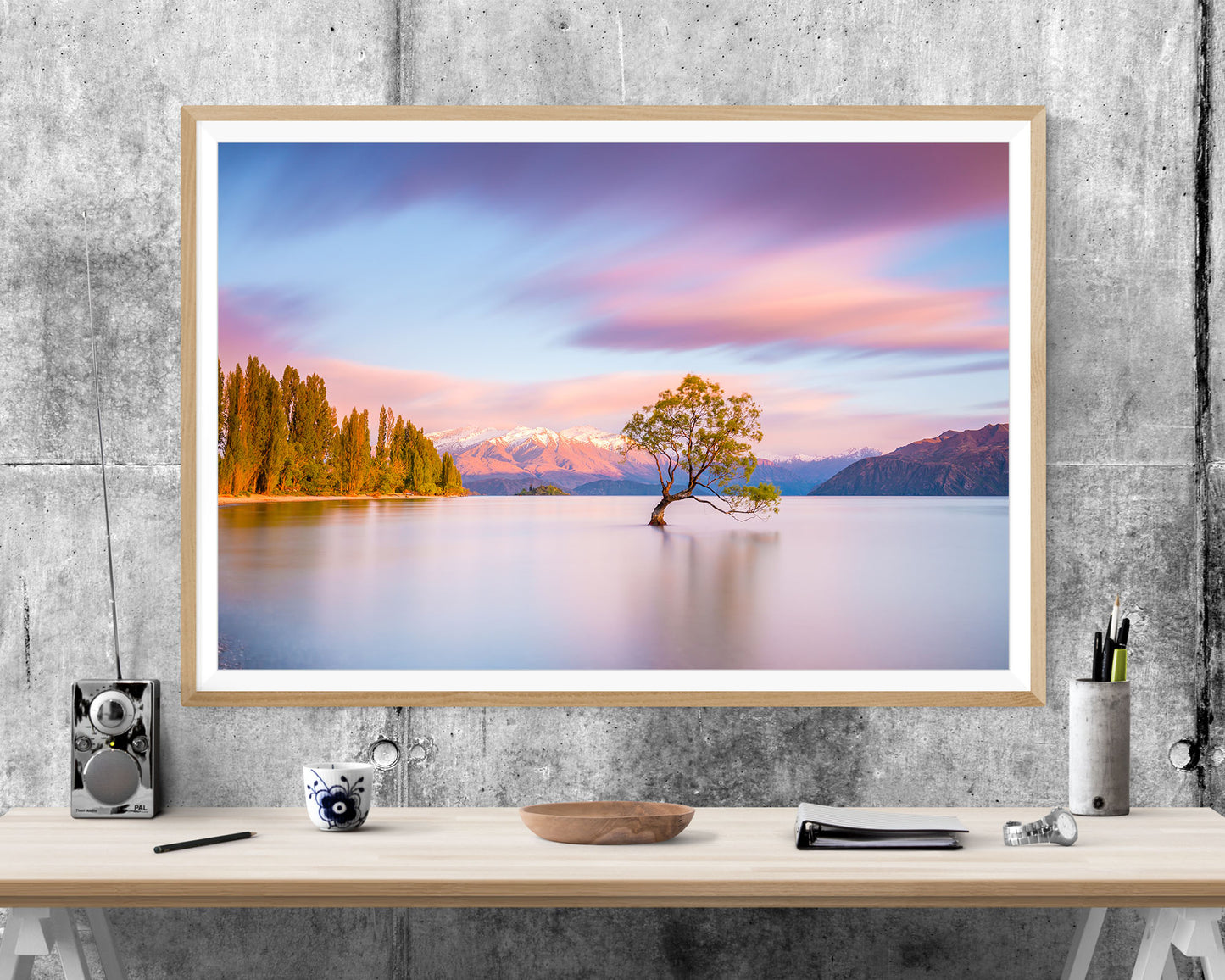 Wanaka Tree Lake Sunset New Zealand WALL ART PRINT Poster Picture Wall Hanging