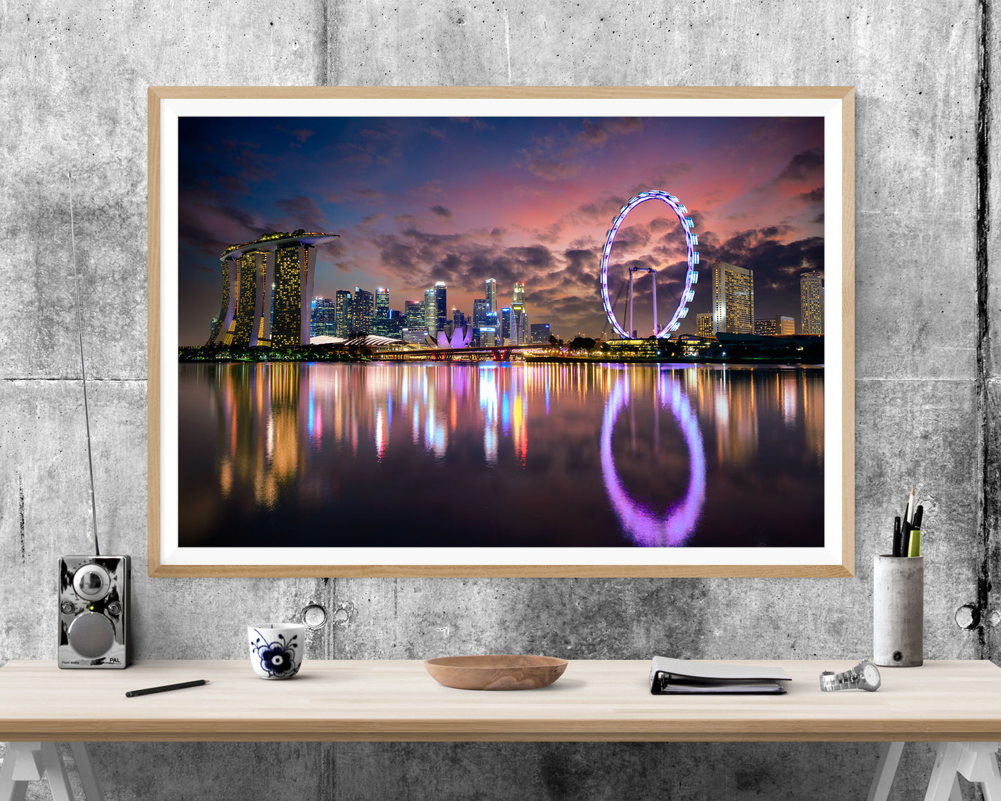 Singapore Skyline At Night WALL ART PRINT Poster Picture Wall Hanging