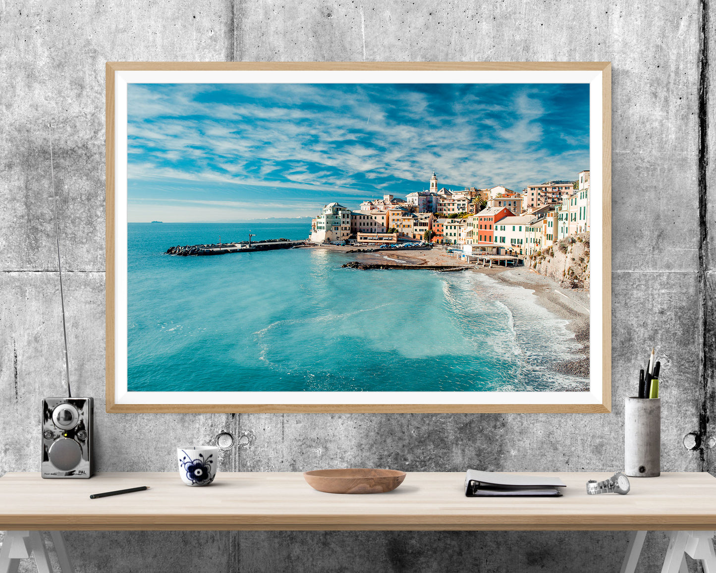 Bogliasco Italy Beach Seascape WALL ART PRINT Poster Picture Wall Hanging