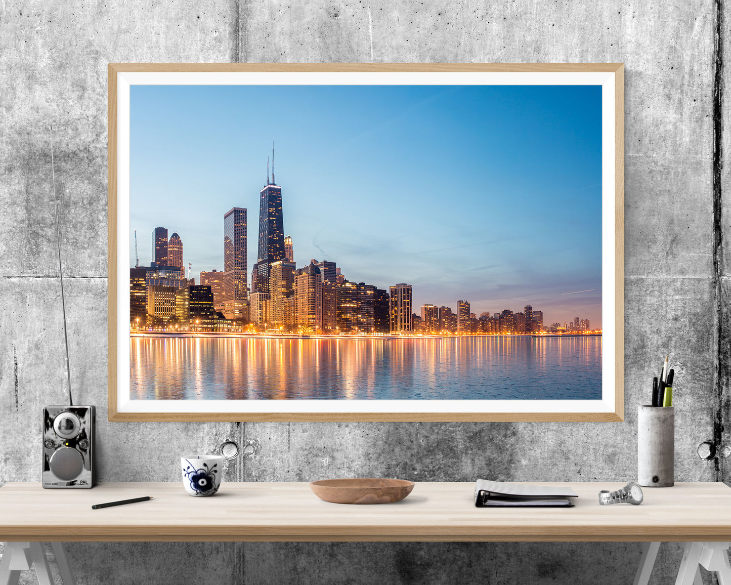 Chicago Illinois Skyline Sunset WALL ART PRINT Poster Picture Wall Hanging