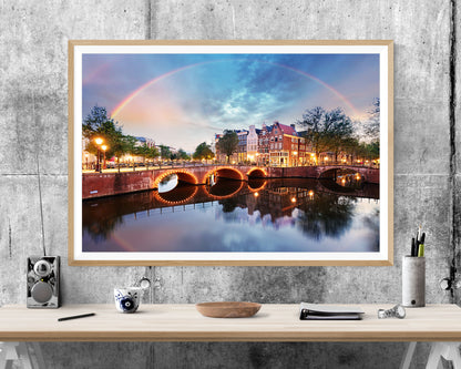 Amsterdam City Nightlights WALL ART PRINT Poster Picture Wall Hanging