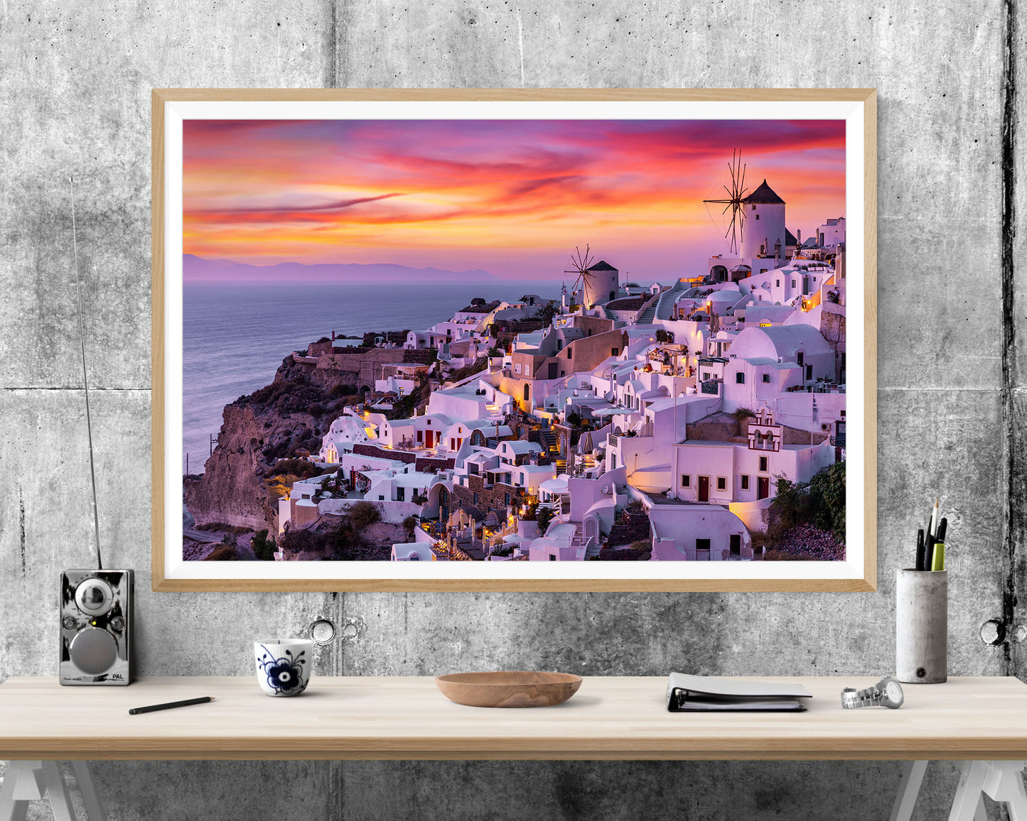 Pink Sunset Santorini Greece WALL ART PRINT Poster Picture Wall Hanging