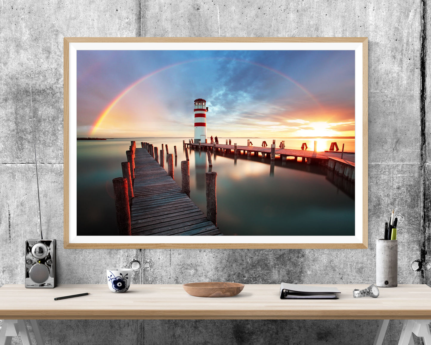 Lighthouse Pier Sunset WALL ART PRINT Poster Picture Wall Hanging