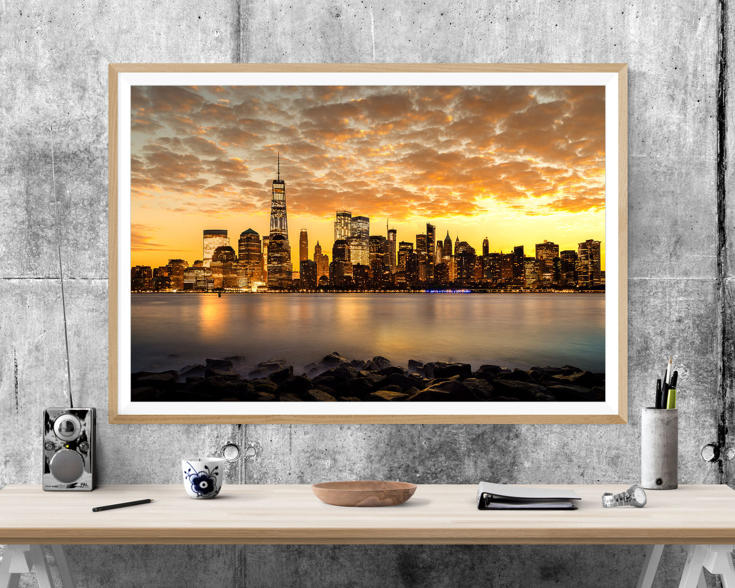 New York Skyline Sunset WALL ART PRINT Poster Picture Wall Hanging