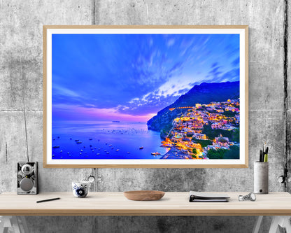 Positano Italy Sunset Seascape WALL ART PRINT Poster Picture Wall Hanging