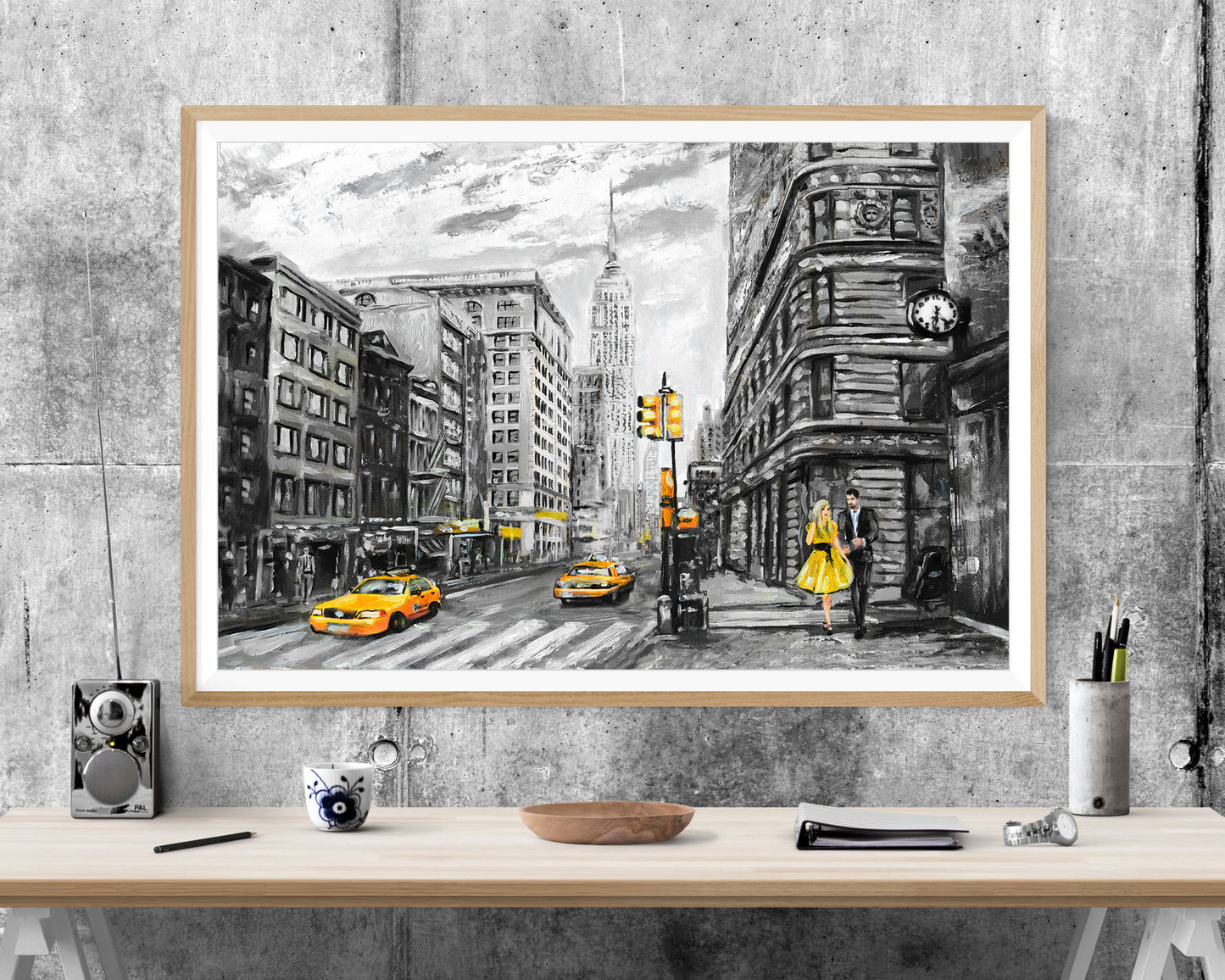 New York Yellow Taxi Painting Artwork WALL ART PRINT Poster Picture Wall Hanging