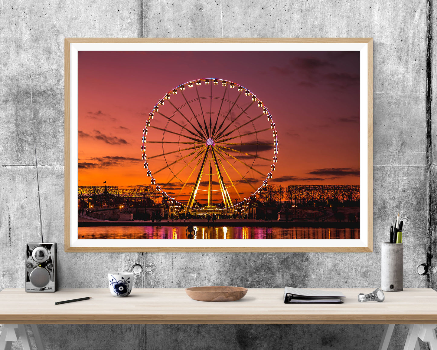 Sunset Ferris Wheel France City WALL ART PRINT Poster Picture Wall Hanging