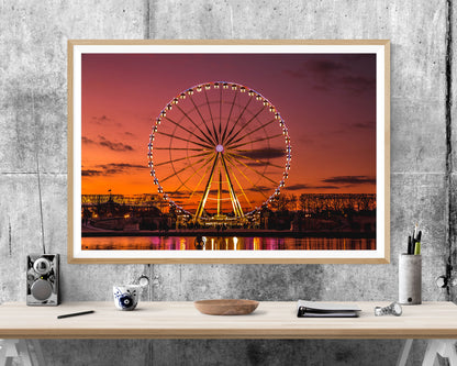 Sunset Ferris Wheel France City WALL ART PRINT Poster Picture Wall Hanging