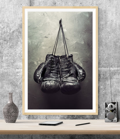 Vintage Boxing Gloves WALL ART PRINT Poster Picture Wall Hanging