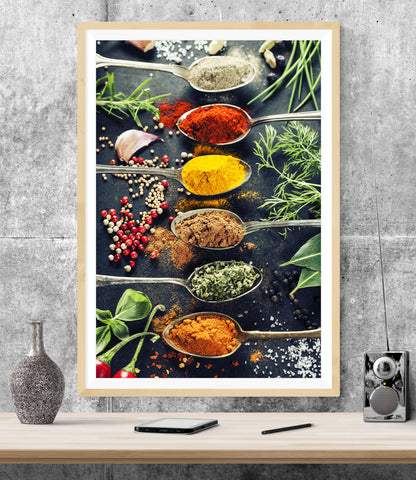 Spoons Spices Herb Kitchen WALL ART PRINT Poster Picture Wall Hanging