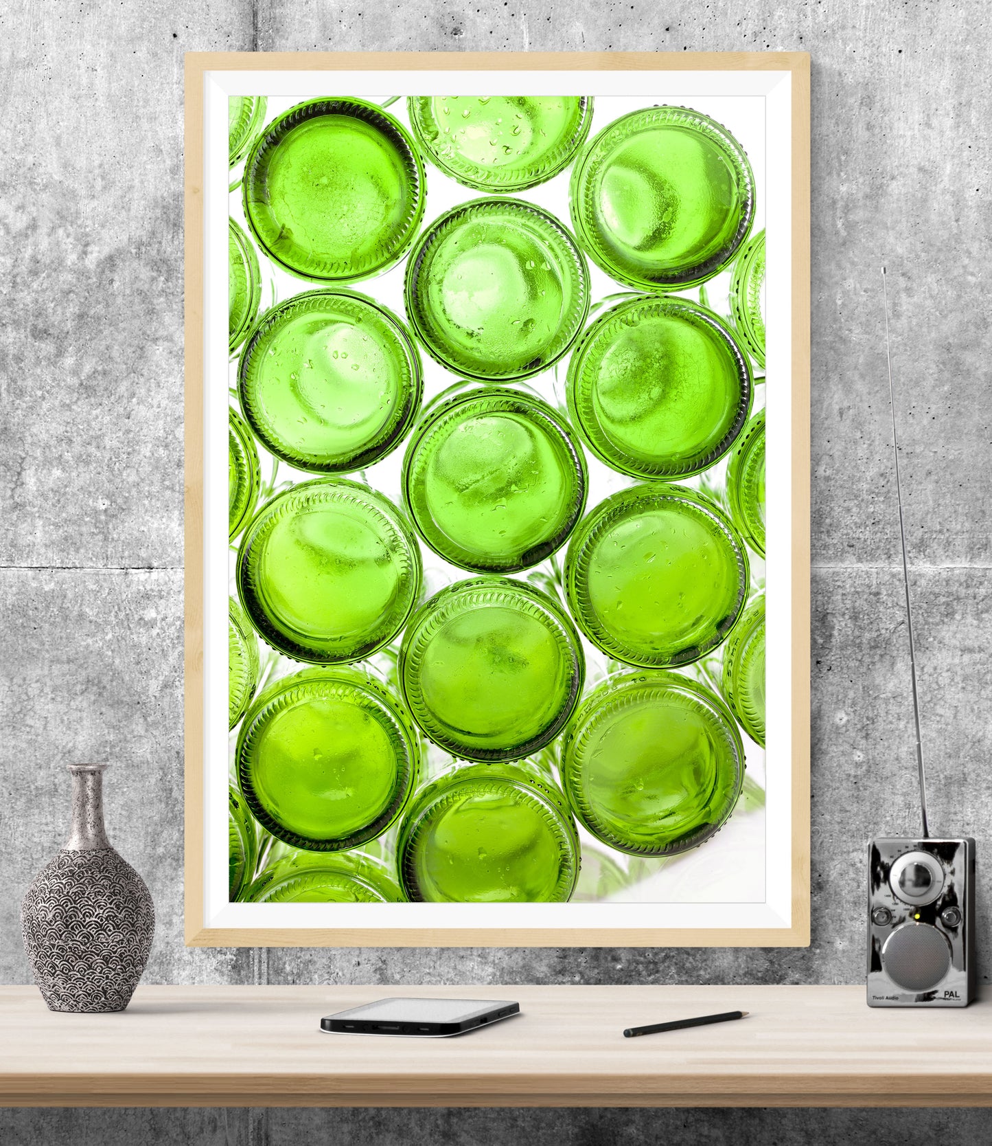 Green Glass Bottles Kitchen WALL ART PRINT Poster Picture