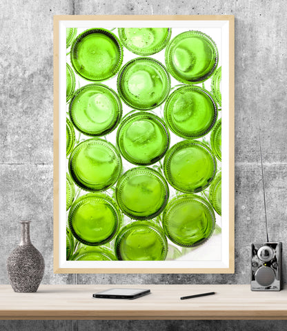 Green Glass Bottles Kitchen WALL ART PRINT Poster Picture