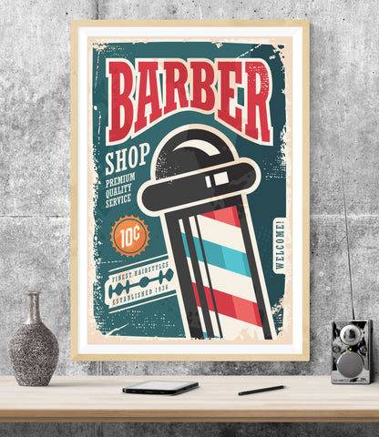 Barber Shop Retro Signs WALL ART PRINT Poster Picture