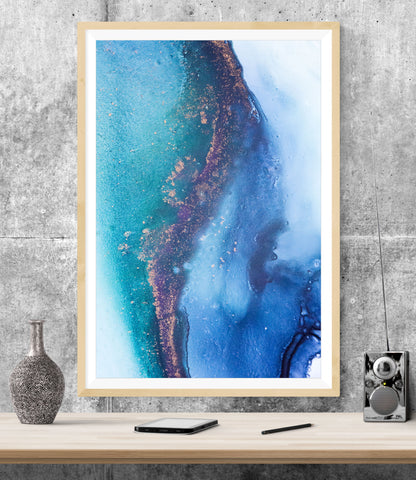 Sky Blue Marble Abstract WALL ART PRINT Poster Picture Wall Hanging