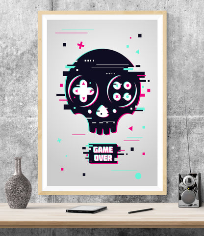 Game Over Gaming WALL ART PRINT Poster Picture Wall Hanging