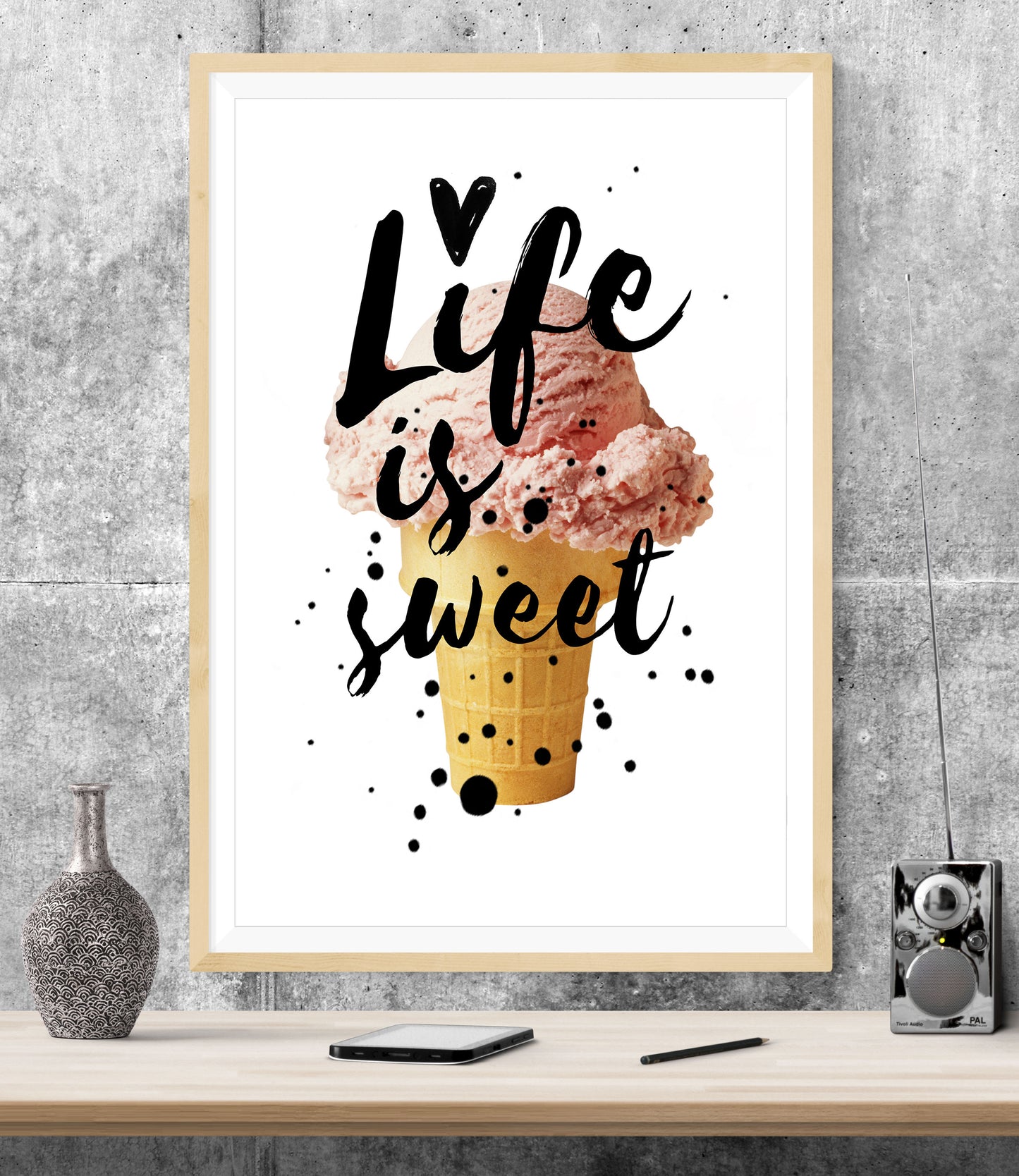 Life Is Sweet Ice Cream Food Quote WALL ART PRINT Poster Picture Wall Hanging