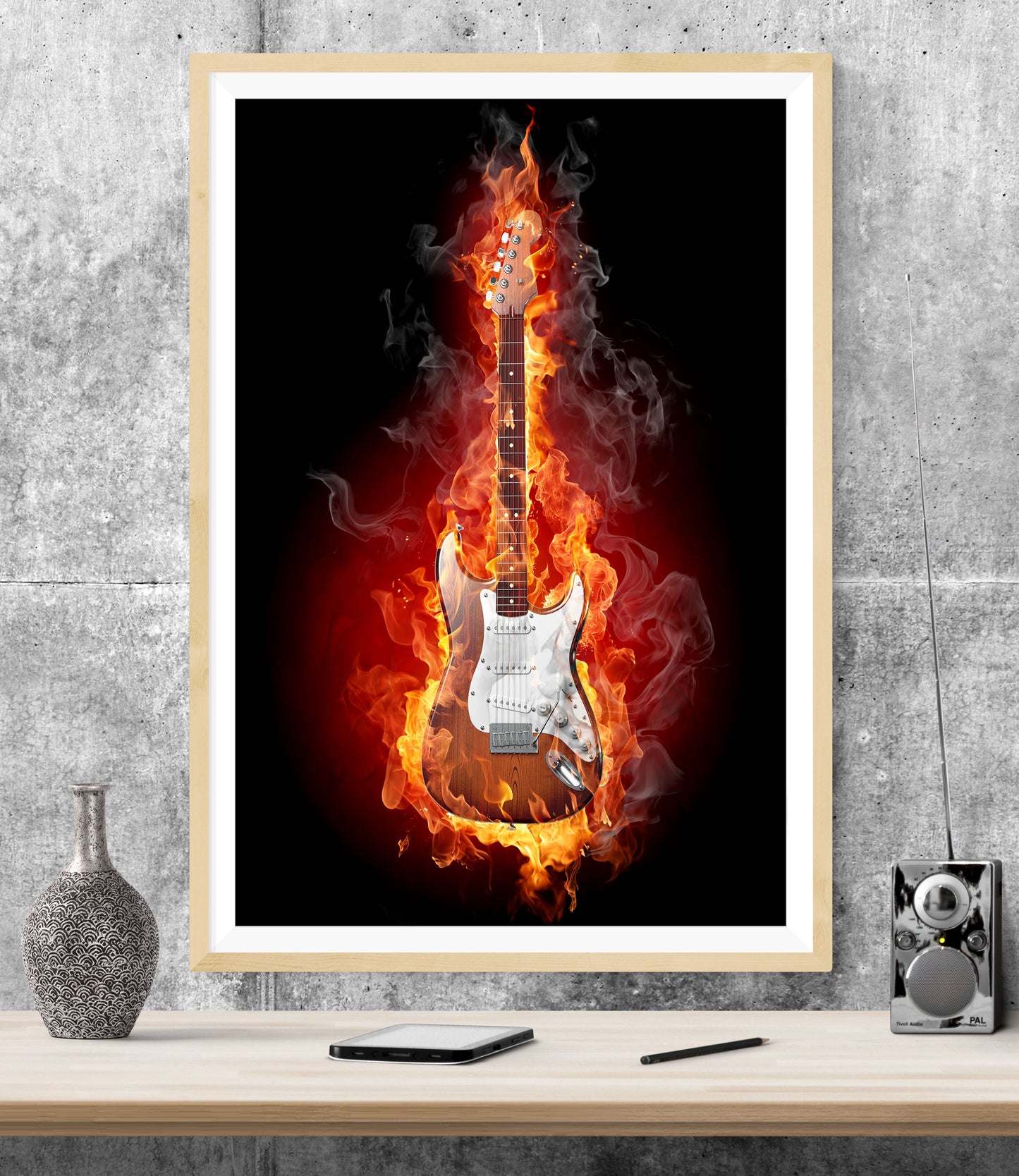 Flaming Guitar Music WALL ART PRINT Poster Picture