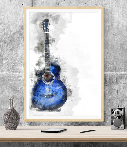 Watercolour Guitar Music WALL ART PRINT Poster Picture Wall Hanging