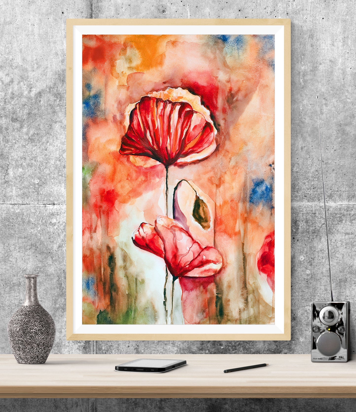 Poppy Watercolour Painting WALL ART PRINT Poster Picture Wall Hanging